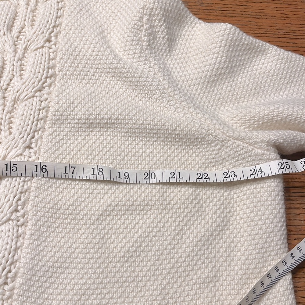 Talbots Cream Cable-Trim Open Front Cardigan - Picture 8 of 9